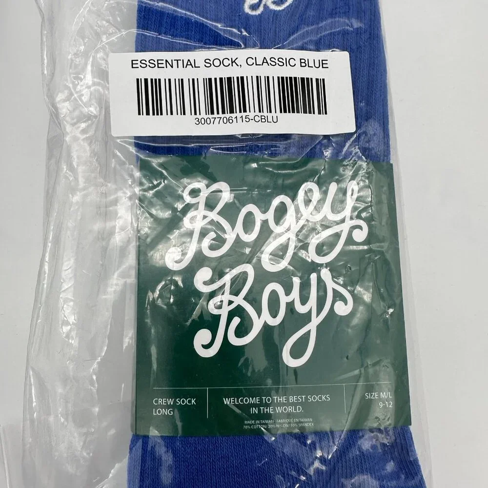 Bundle of 3 Pair Bogey Boys Essential Crew‎ Long Golf Socks, Size M/L 9-12, Blue